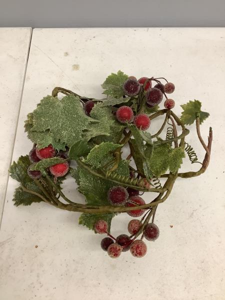 Artificial Frosted Berry and Leaf Garland - Red Berries Retail $9.99