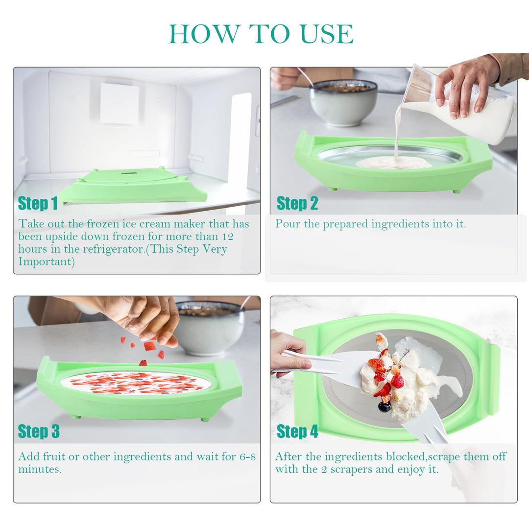 FROUXOUL Instant Ice Cream Maker Pan,Ideal for Fried Fruit Ice Cream Or Frozen Yogurt Sorbet Gelato Rolled Ice Cream,Homemade mini Ice Cream Plate for Kids