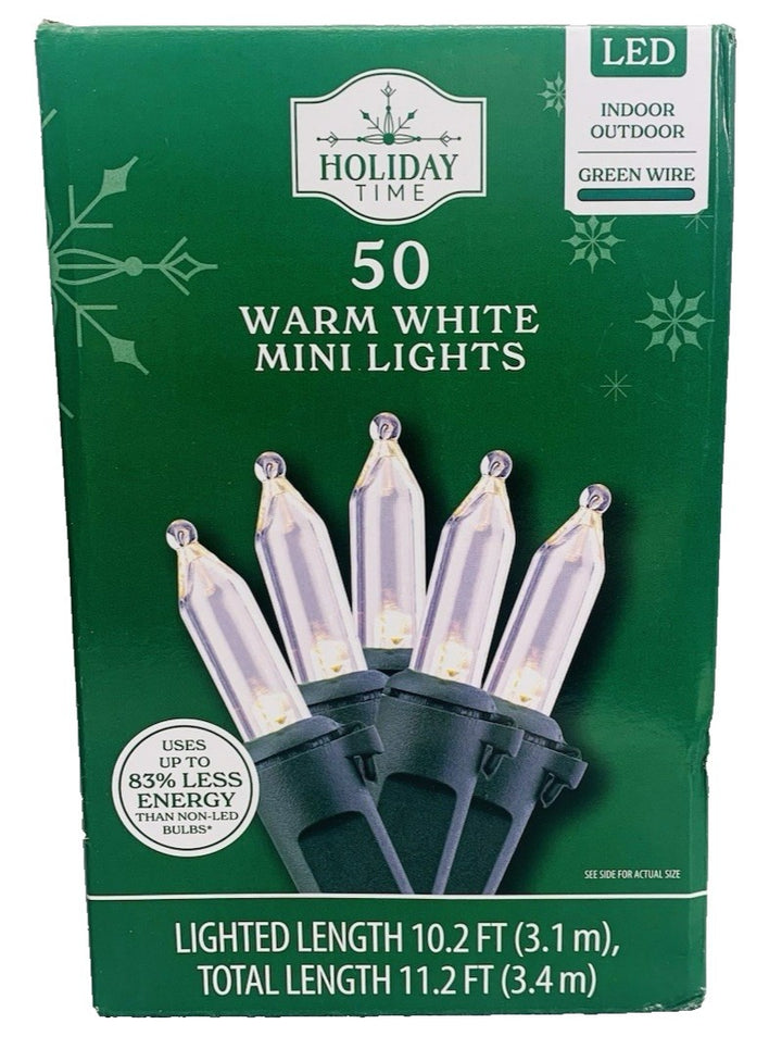 Clear Mini Light String 50 Count Christmas LED Warm White Green Wire Wedding 10 Retail $14.95