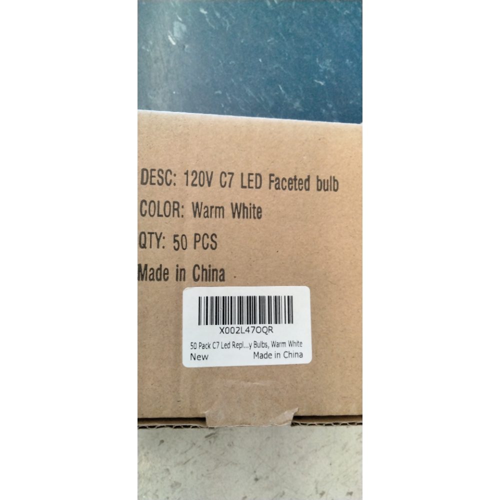 50 Pack C7 Led Replacement Christmas Light Bulb, C7 Shatterproof Led Bulbs for Christmas String Lights, E12 Candelabra Base, Commercial Grade Dimmable Holiday Bulbs, Warm White