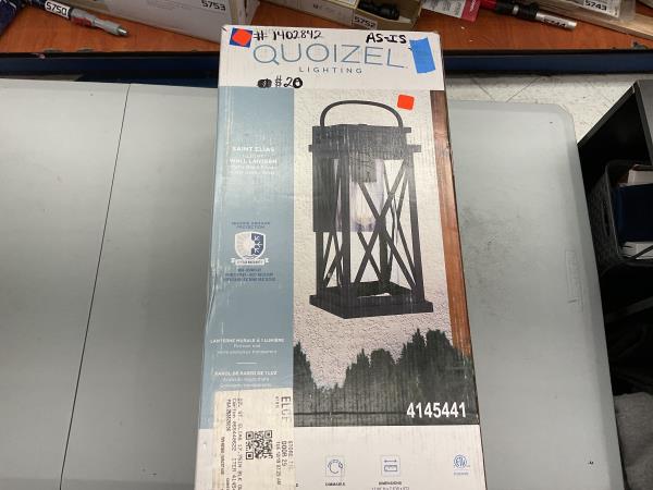 CLEARANCE- Quoizel Wall Lantern Black 4145441 (Missing Glass Light Cover &Light Bulb) NEW Retail $25.00