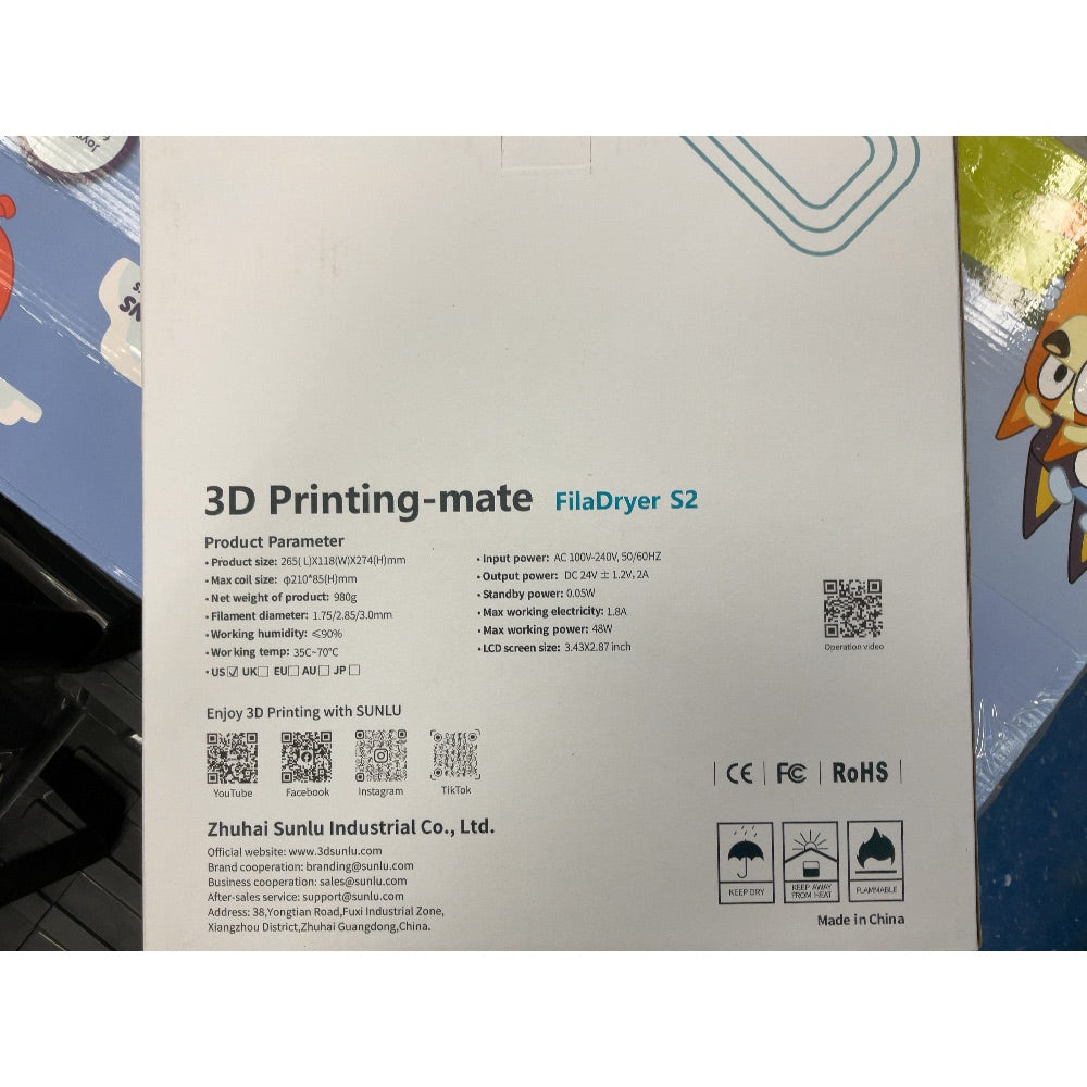 SUNLU FilaDryer S2 3D Printing-Mate - Filament Dryer, Temperature Control