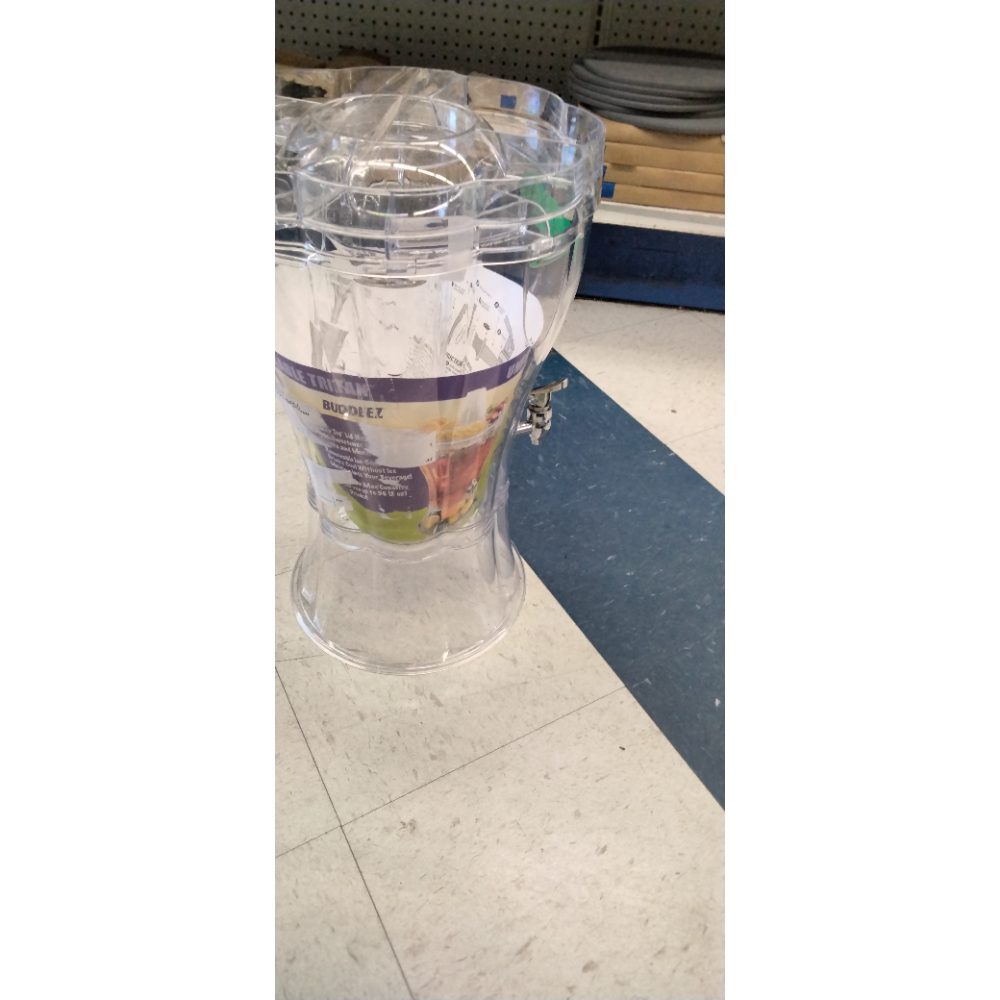 Buddeez 3.5 Gallon Break-Resistant Tritan Beverage Dispenser with Removable Ice-Cone and Party Top Lid That Holds Cups  Sweeteners  Garnishes and More