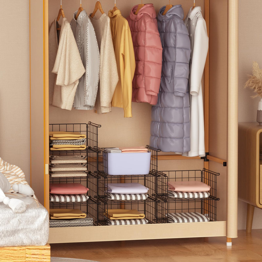 Chemailon 4 Tier Hanging Stackable Closet Organizer Wire Storage Bin Basket Drawers Shelves for Clothes Sweaters Handbags Clutches Black