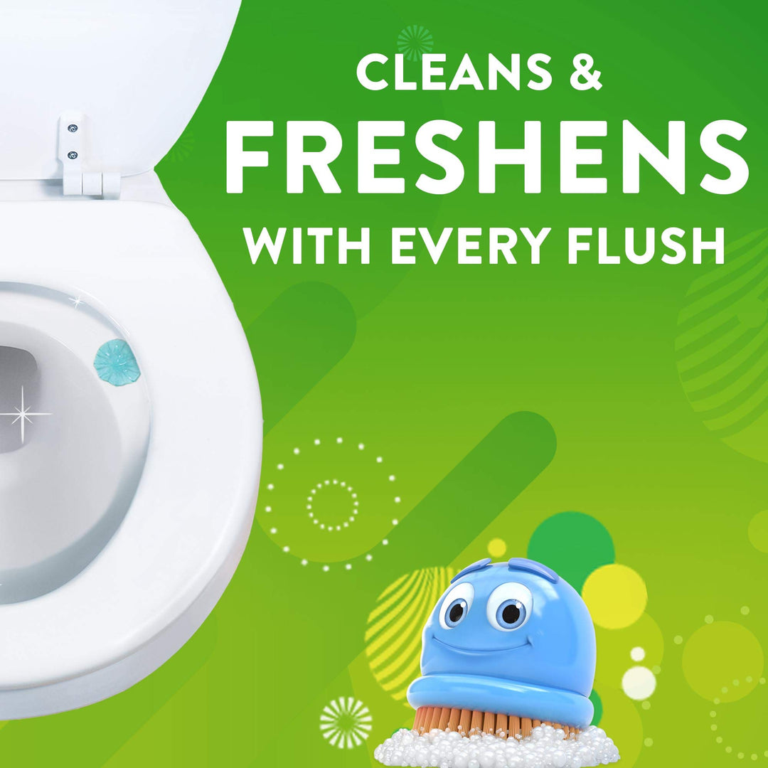 Scrubbing Bubbles Fresh Gel Toilet Bowl Cleaning Stamps, Helps Keep Toilet Clean and Helps Prevent Limescale & Rings, Rainshower Scent, 1 Dispenser with 6 Fresh Gel Stamps