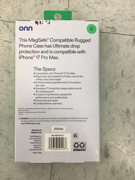 ONN 17 Pro Max Case, MagSafe Compatible, Rugged - Ultimate Protection Retail $20.00