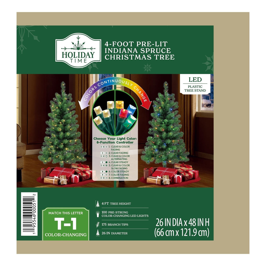 4' Pre-Lit Indiana Spruce Green Artificial Christmas Tree with Color-Changing Retail $25.00