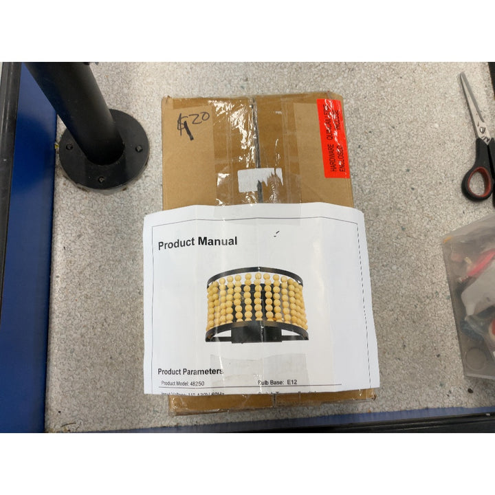 Chandelier Light Fixture - Wood Bead, E12 Bulb Base