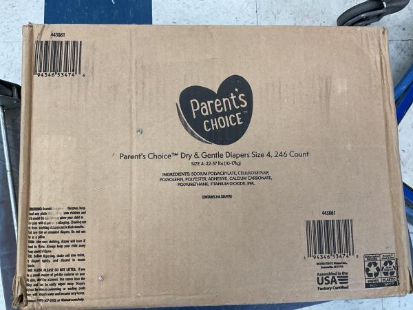 Parent's Choice Dry & Gentle Diapers - Size 4, 246 Count Retail $29.98