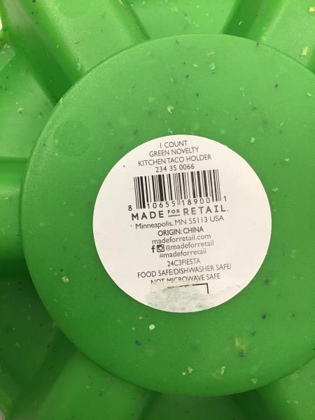 Made for Retail Green Novelty Kitchen Taco Holder Retail $2.85
