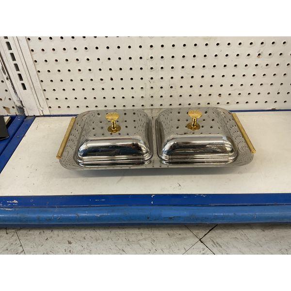 Unbranded Stainless Steel Divided Serving Tray with Lids Retail $45.00