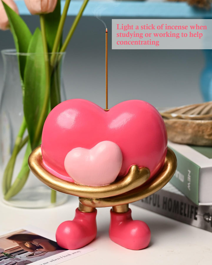 WDS WONDROUS Mother and Baby Hugging Figurine Gift for Mom from Daughter Resin Heart Statue Incense Holder for Mother's Day Decorative Incense Holder for Stickers Tabletop Shelf Decor