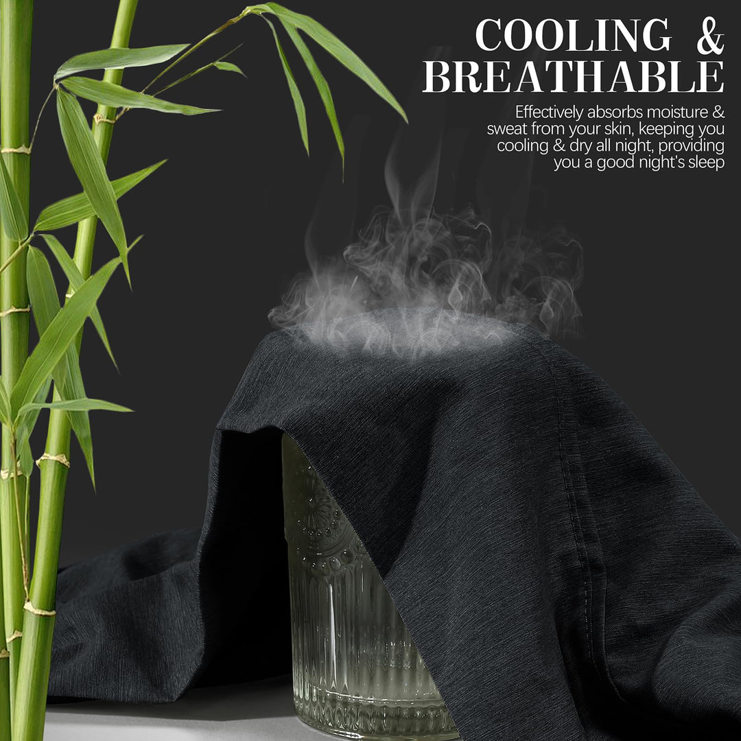 VACVELT 4pcs Extra Deep Pocket Full Sheets, Rayon Derived from Bamboo Sheets, Black Sheet Set 18-24 Inch Deep Pocket Bed Set, Cooling & Silky Bedding Set Soft & Ultra Deep Fitted Sheet Set