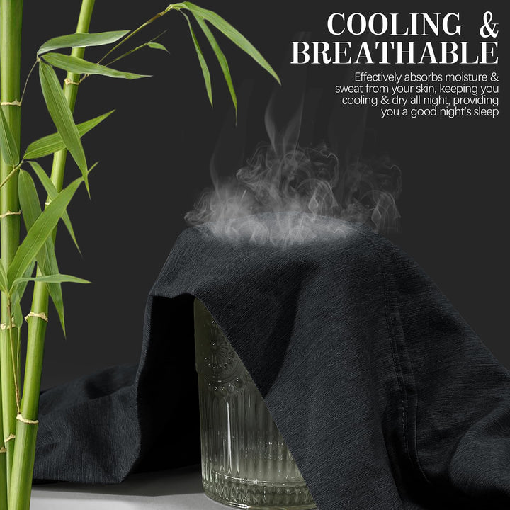 VACVELT 4pcs Extra Deep Pocket Full Sheets, Rayon Derived from Bamboo Sheets, Black Sheet Set 18-24 Inch Deep Pocket Bed Set, Cooling & Silky Bedding Set Soft & Ultra Deep Fitted Sheet Set