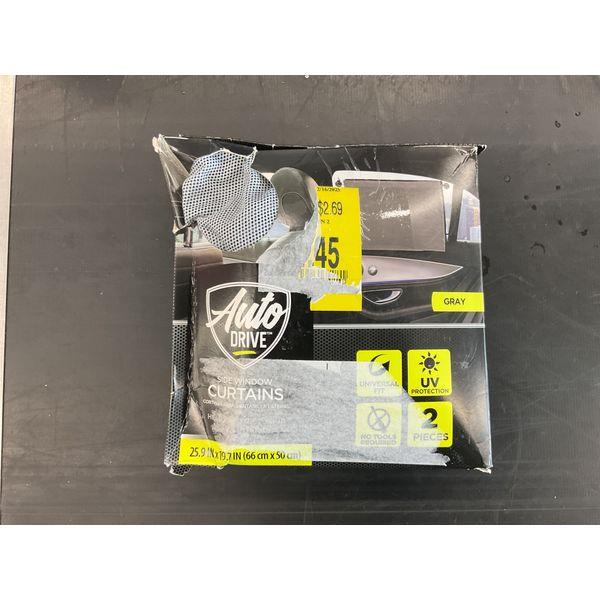 Auto Drive Side Window Curtains - Gray, Universal Fit, UV Protection Retail $15.00