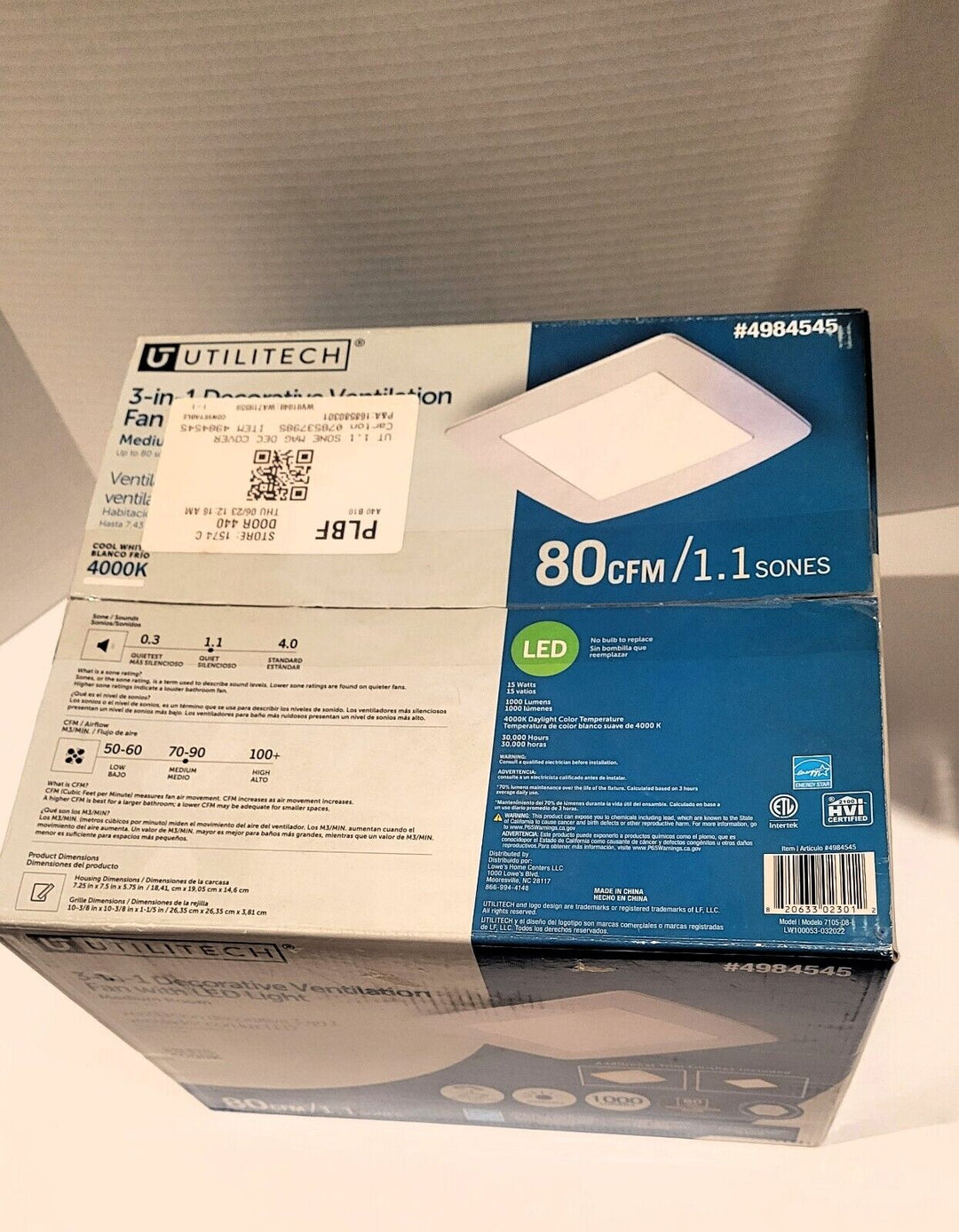 Utilitech Ventilation Fan 1-Sone 150-CFM Lighted Vent Fan Bathroom Fan