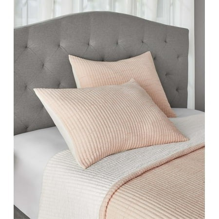 Mainstays Garment Wash Adult Matelasse 2 Piece Standard Queen Shams Set-Blush