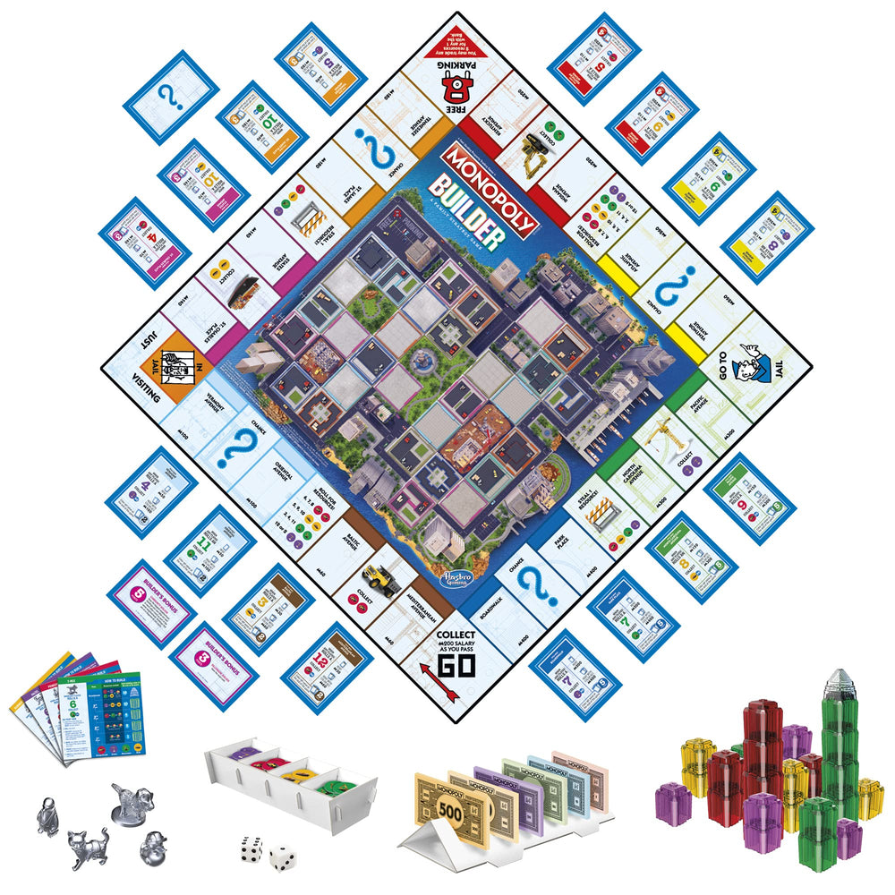 Monopoly Builder Board Game for Kids and Adults, Strategy Games, Family Board Games, for Kids 8 and Up, 2-4 Players Retail $18.97