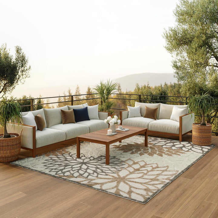 Nourison Home Aloha Natural 7' x 10' Area Rug - Easy Clean, Non Shedding, Bed Room, Living Room, Dining Room, Kitchen (7' x 10') Retail $167.37