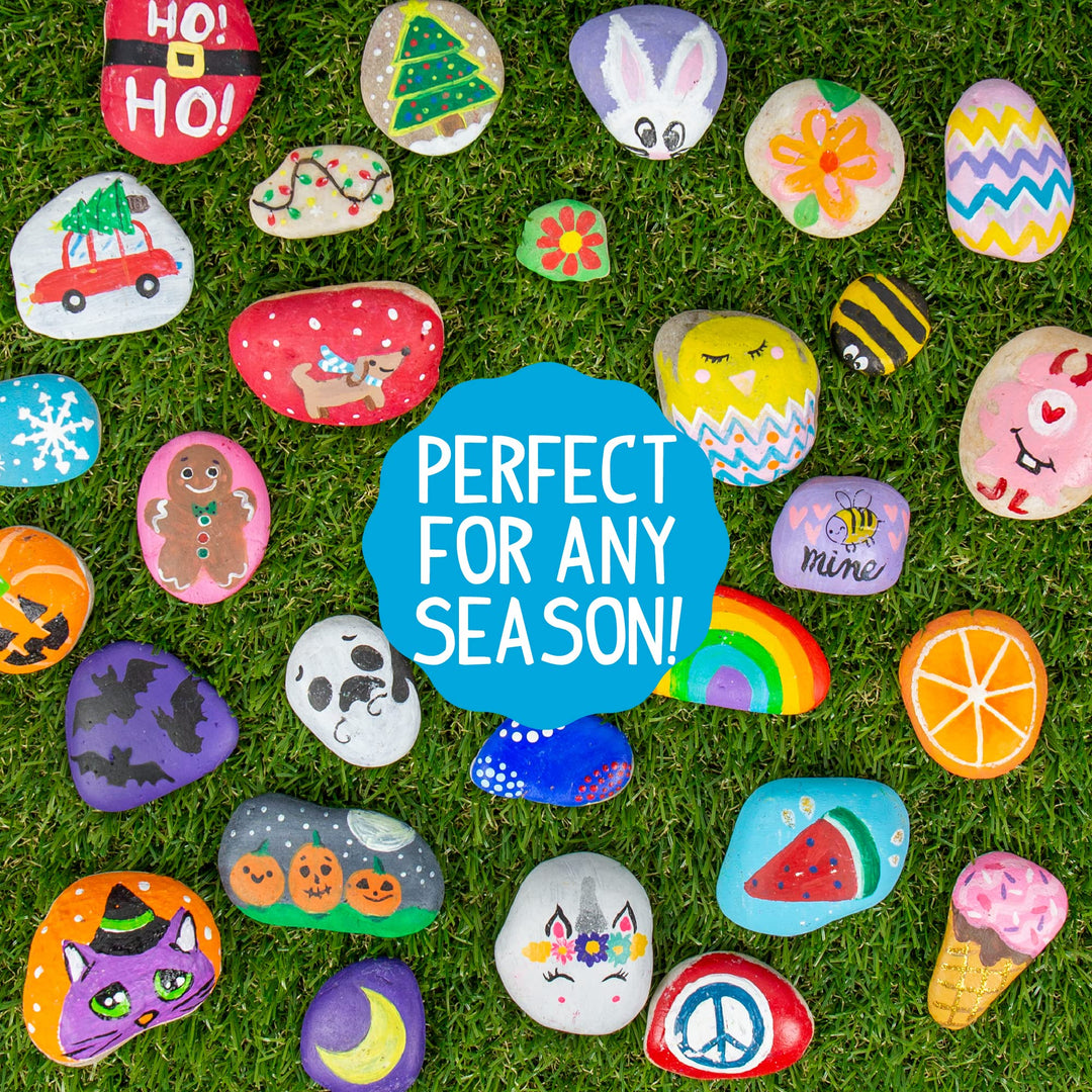 Made By Me Rock Art Kit, Rock Painting Arts and Crafts Kit, Includes 3 Pounds of Rocks and 12 Paints, Great Summer Activity or Birthday Party Fun, Perfect Outside Craft Idea for Kids Ages 6, 7, 8, 9 Retail $12.99