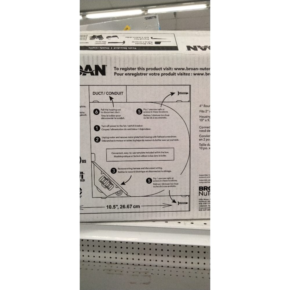 Broan-NuTone CleanCover, 110 CFM AER110CCTK Bathroom Exhaust, 1.0 Sone, with Selectable CCT LED Light, Energy Star Bath Fan, White