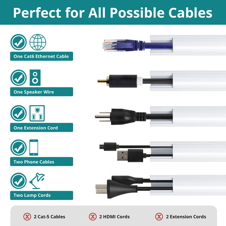 85in Corner Cable Concealer, One-Cord Corner Duct, Paintable Corner Cord Cover, Cable Management Channel for Wall Corner, Floor Baseboard, Ceiling - 5 X L 17in, Beige