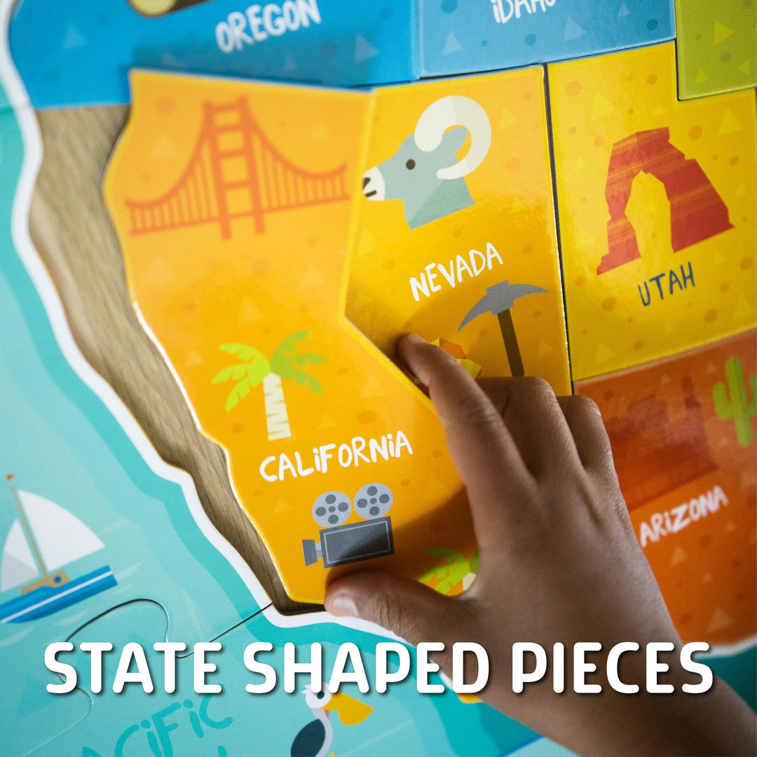 Chuckle & Roar - USA Map Floor Puzzle for Kids - Giant Puzzle with 50 State-Shaped Pieces - Educational Geography Puzzle for Preschool Hands - 3 ft x 2 ft Jumbo America Puzzle Ages 4+ Retail $16.99
