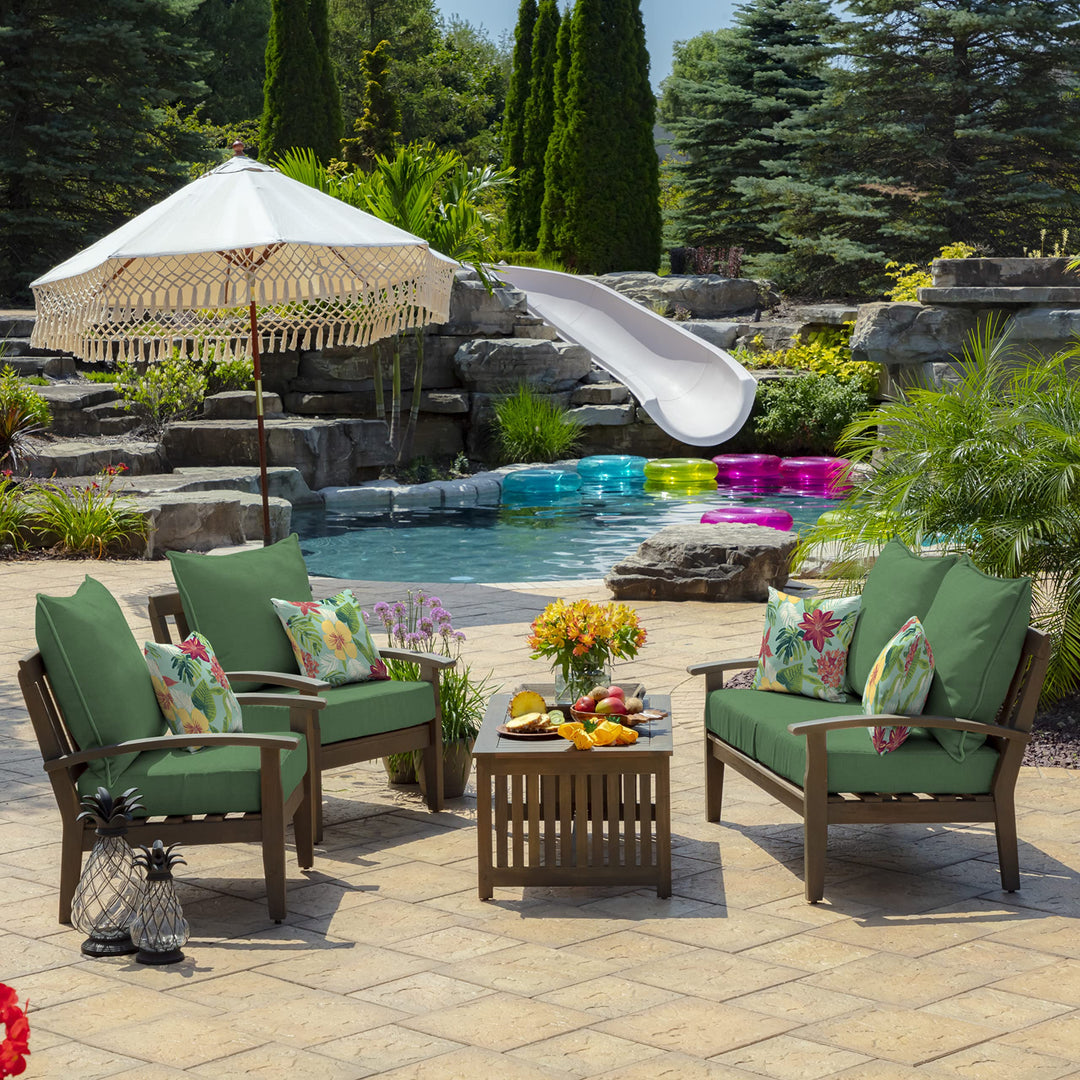 Arden Outdoor Foam Deep Seat Cushion Set, 22 in x 24 in, Weather-Proof, Rain-Proof, Fade Resistant Patio Cushion, Bottom and Back Cushion for Chair, Sofa, and Couch Bright Moss Green Leala Retail $46.64