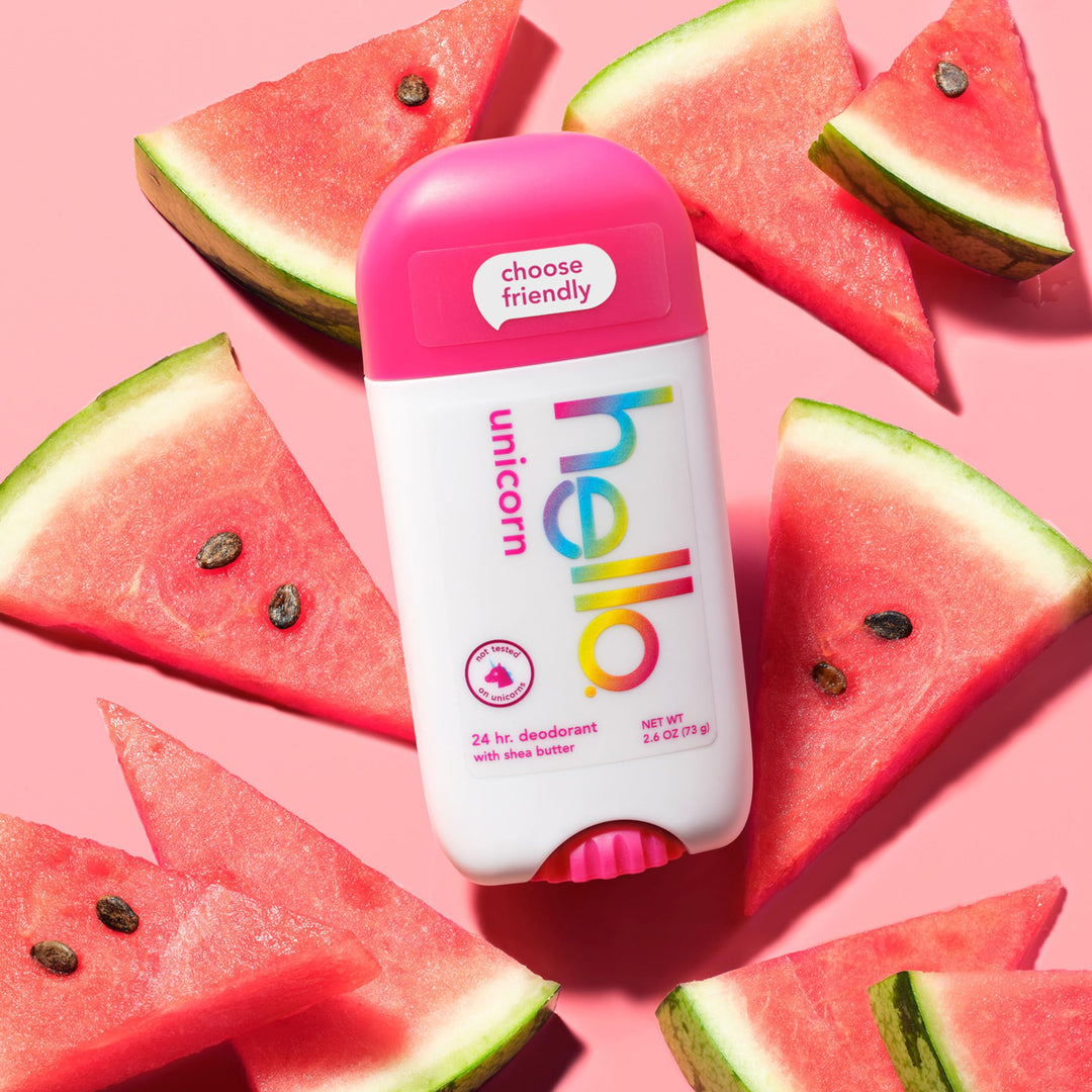 hello Unicorn Aluminum Free Deodorant for Women and Men with Shea Butter, 24-Hour Freshness, Baking Soda Free Deodorant, Dermatologically Tested, 2.6 oz Stick