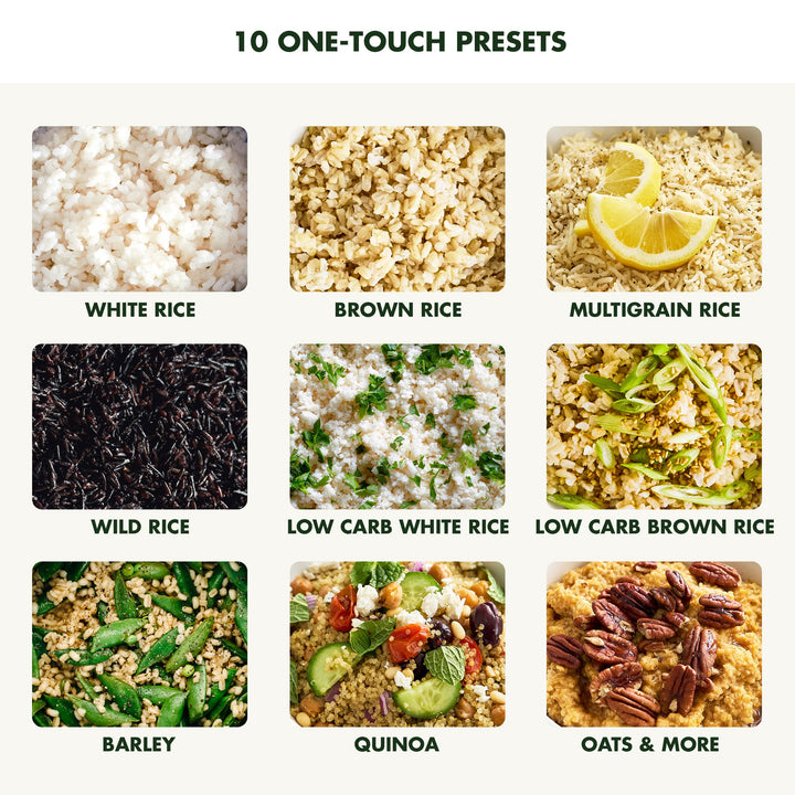 GreenPan Carb Reducing Electric Rice Cooker, 4 Cups Uncooked/8 Cooked Rice, 10 Presets, LED Display, Healthier Meals, Delay Timer, PFAS-Free Ceramic Nonstick Removable Bowl, Cool Touch, Steam, Cream