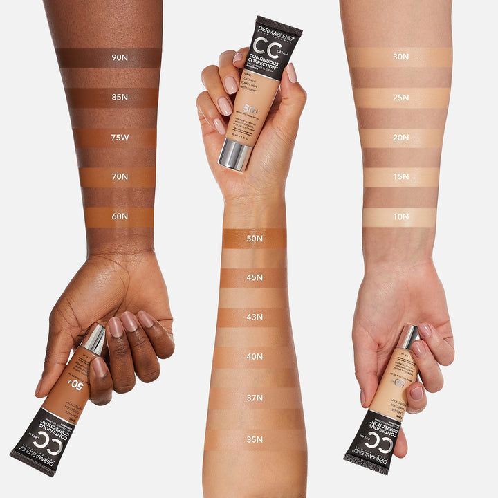 Dermablend Continuous CorrectionÃƒÂ¢Ã¢â‚¬Å¾Ã‚Â¢ Tone-Evening CC Cream Foundation SPF 50+, Full Coverage Foundation Makeup & Color Corrector, Non-Comedogenic , 1 Fl Oz (Pack of 1)