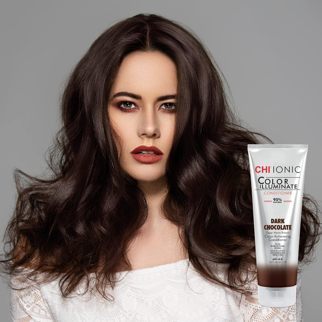 CHI Color Illuminate Conditioner, Helps Maintain Fresh Color In Natural & Color-Treated Hair, Sulfate, Paraben, & Cruelty-Free, Dark Chocolate, 8.5 Oz