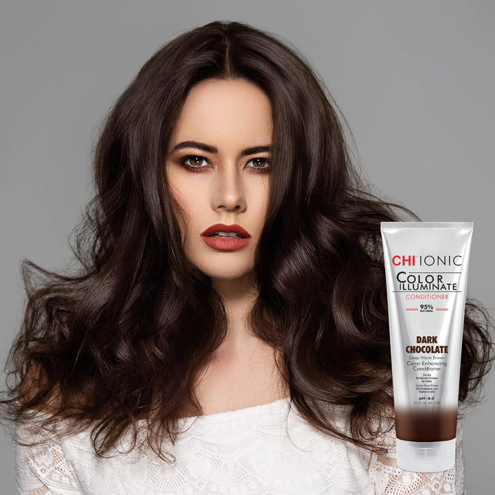 CHI Color Illuminate Conditioner, Helps Maintain Fresh Color In Natural & Color-Treated Hair, Sulfate, Paraben, & Cruelty-Free, Dark Chocolate, 8.5 Oz