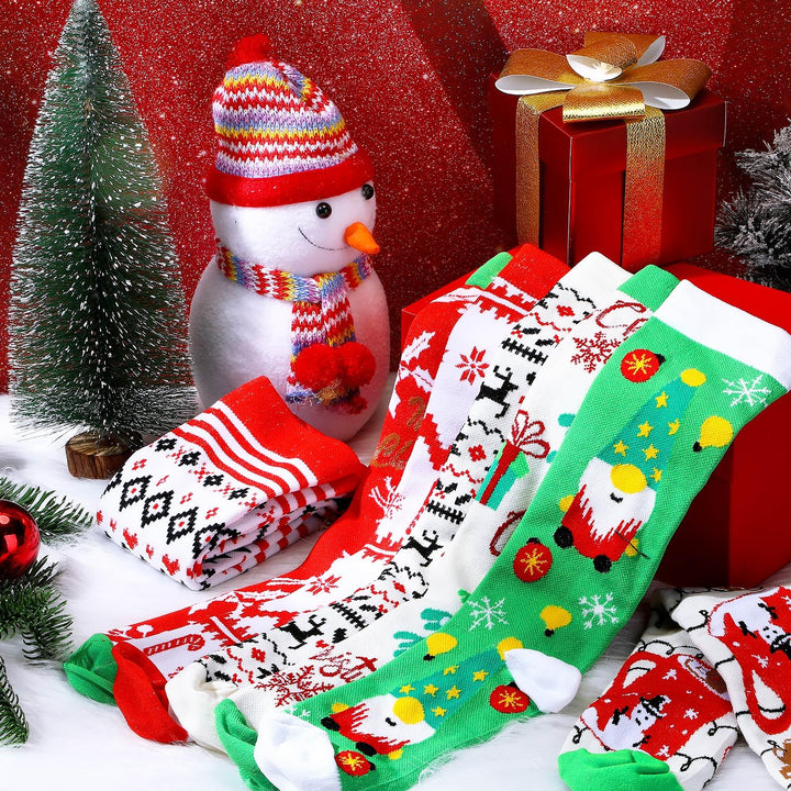 Suhine 30 Pairs Christmas Knee High Socks Bulk Novetly Funny Xmas Sports Compression Long Sock for Christmas Gifts Men Women Retail $42.75