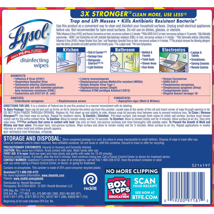 Lysol Disinfecting Wipes, Mango & Hibiscus 80ct, (Pack of 6)