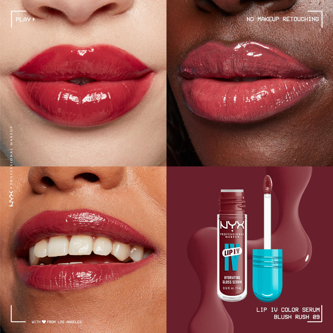 NYX PROFESSIONAL MAKEUP Lip IV Hydrating Glossy Lip Stain with 12HR Hydration - Blush Rush (Pink)
