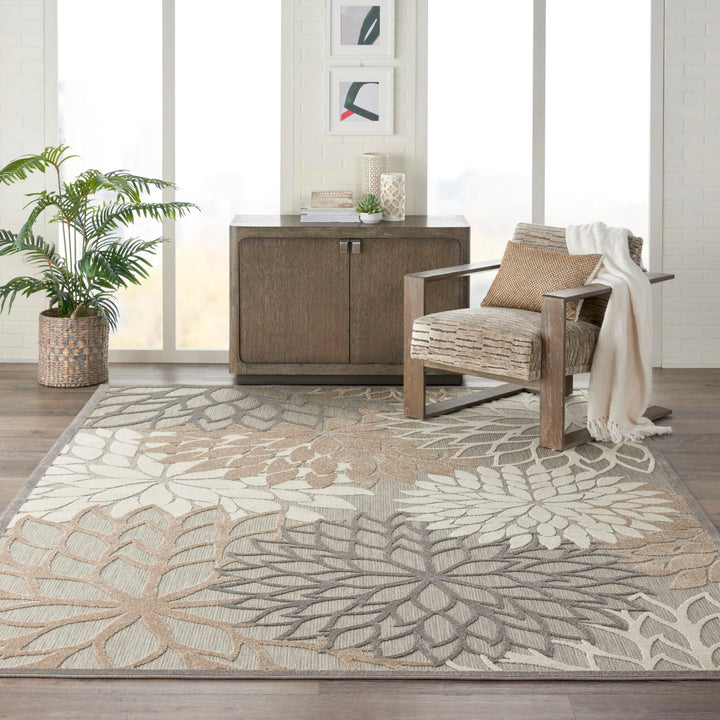 Nourison Home Aloha Natural 7' x 10' Area Rug - Easy Clean, Non Shedding, Bed Room, Living Room, Dining Room, Kitchen (7' x 10') Retail $167.37