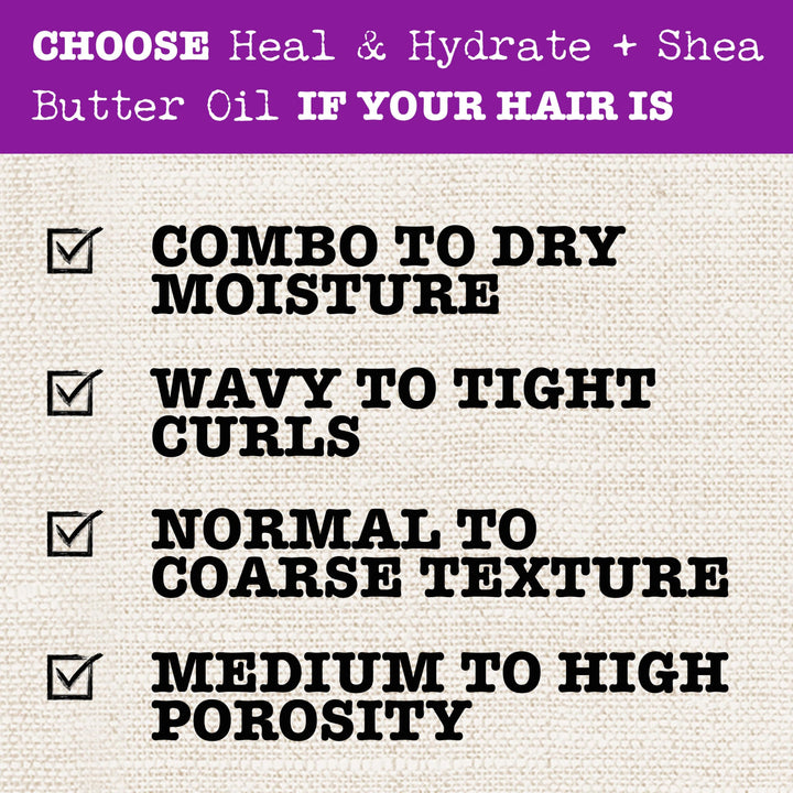 Maui Moisture Heal & Hydrate + Shea Butter Shampoo to Repair & Deeply Moisturize Tight Curly Hair with Coconut & Macademia Oils, Vegan, Silicone, Paraben & Sulfate-Free, 13 fl oz