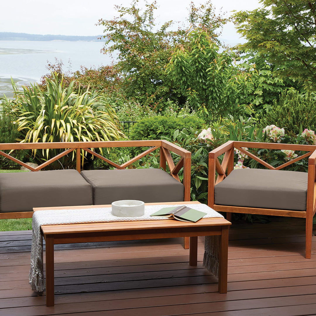 Classic Accessories Ravenna Water-Resistant 23 x 23 x 5 Inch Square Outdoor Seat Cushion Slip Cover, Patio Furniture Chair Cushion Cover, Mushroom, Patio Furniture Cushion Covers Retail $31.99