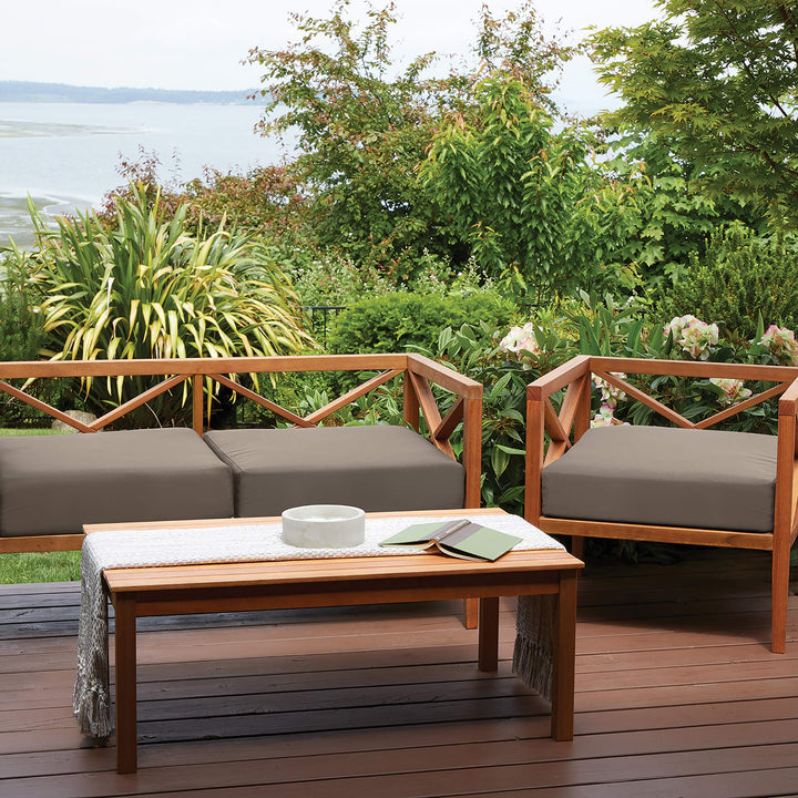 Classic Accessories Ravenna Water-Resistant 23 x 23 x 5 Inch Square Outdoor Seat Cushion Slip Cover, Patio Furniture Chair Cushion Cover, Mushroom, Patio Furniture Cushion Covers Retail $31.99