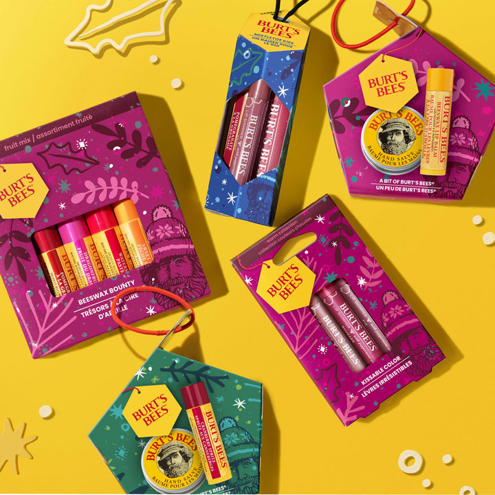 Burt's Bees Lip Balm Gift Set, Beeswax Bounty Fruit Mix, Perfect Lip Balms for Gift Baskets, 4-Pack, 0.15 oz.