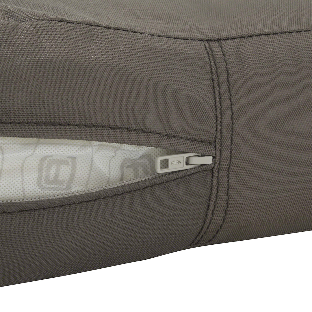 Classic Accessories Ravenna Water-Resistant 23 x 23 x 5 Inch Square Outdoor Seat Cushion Slip Cover, Patio Furniture Chair Cushion Cover, Mushroom, Patio Furniture Cushion Covers Retail $31.99