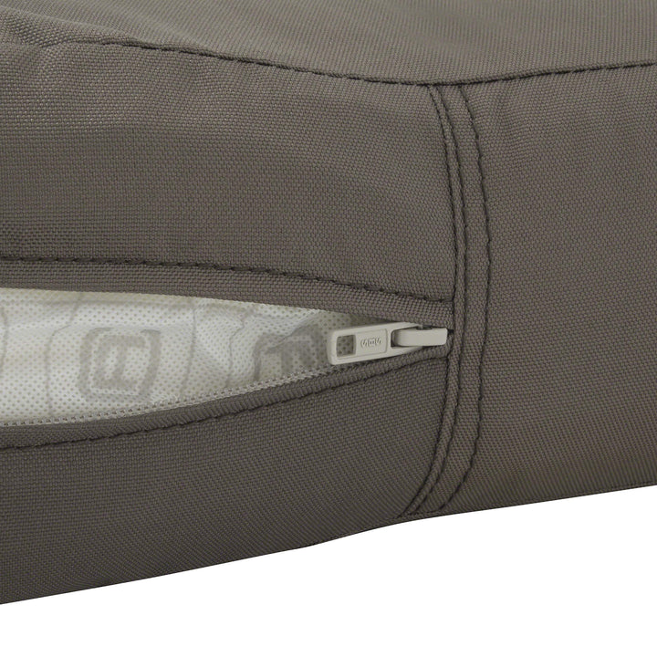 Classic Accessories Ravenna Water-Resistant 23 x 23 x 5 Inch Square Outdoor Seat Cushion Slip Cover, Patio Furniture Chair Cushion Cover, Mushroom, Patio Furniture Cushion Covers Retail $31.99
