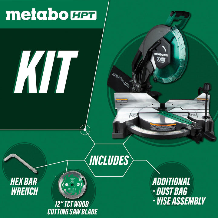 Metabo HPT 12-Inch Compound Miter Saw | Xact Cut LED Shadow Line System | Dual Bevel | C12FDHB Retail $299.00