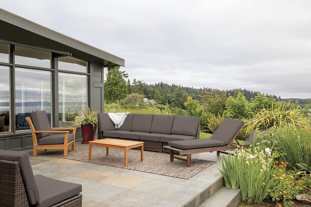 Classic Accessories Ravenna Water-Resistant 23 x 23 x 5 Inch Square Outdoor Seat Cushion Slip Cover, Patio Furniture Chair Cushion Cover, Mushroom, Patio Furniture Cushion Covers Retail $31.99