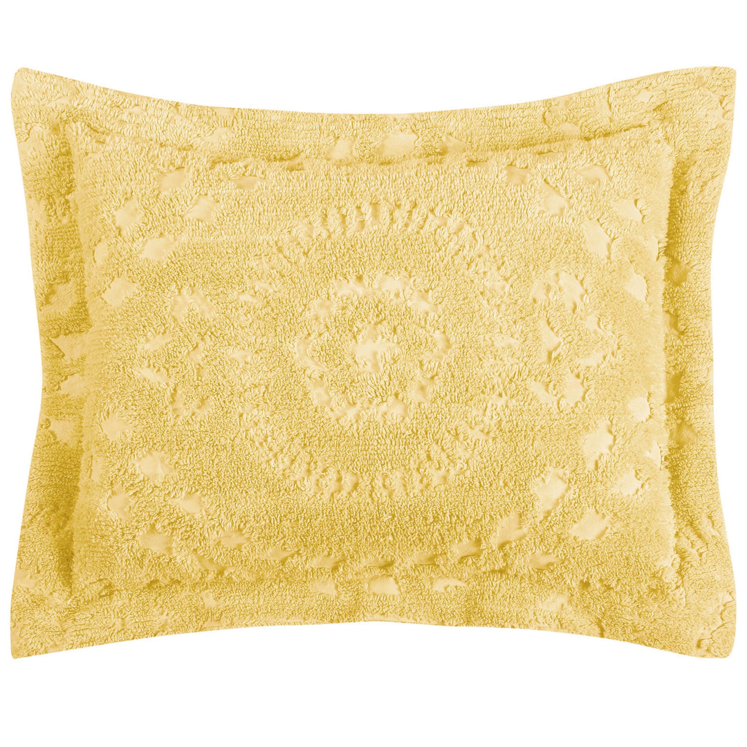 Better Trends Rio Collection is super soft and light weight in Floral Design 100% Cotton Tufted Unique Luxurious Machine Washable Tumble Dry, Standard Sham, Yellow Retail $22.58