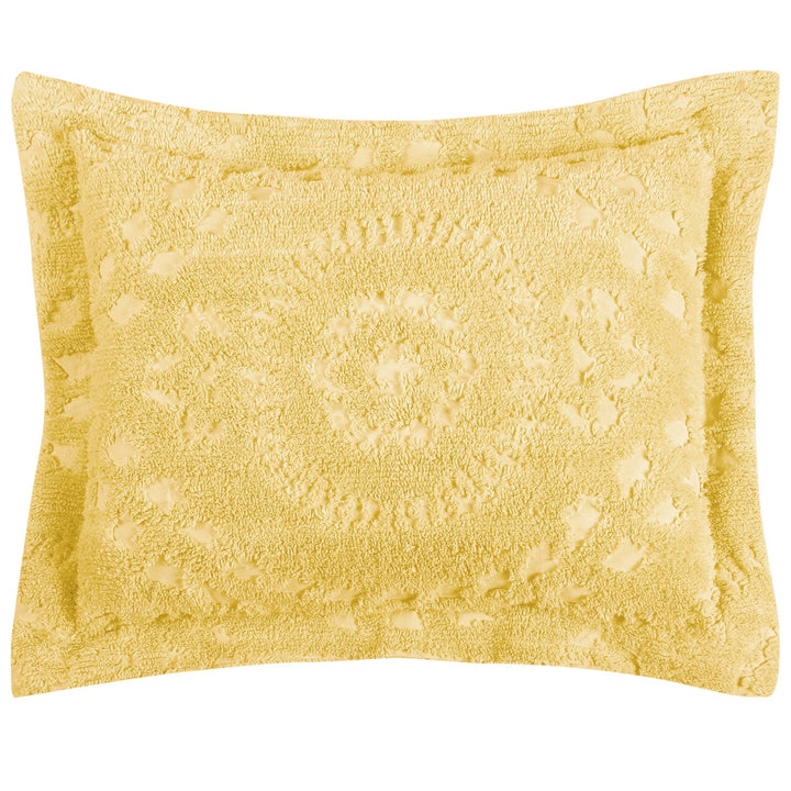 Better Trends Rio Collection is super soft and light weight in Floral Design 100% Cotton Tufted Unique Luxurious Machine Washable Tumble Dry, Standard Sham, Yellow Retail $22.58