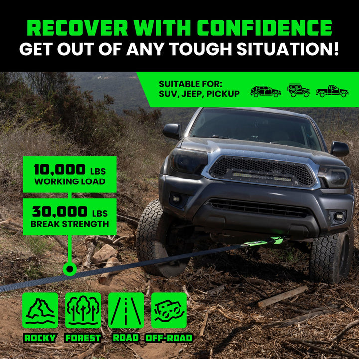 Rhino USA Recovery Tow Strap (3" x 30') - 31,518lb Break Strength - Emergency Recovery Strap Tow Rope for Truck, UTV, ATV & More - Heavy Duty Towing Strap for Offroad 4x4 Use - Compatible with Jeep Retail $48.40