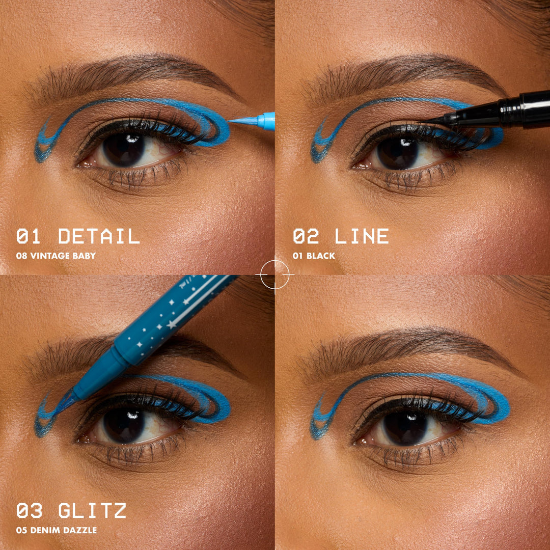 NYX PROFESSIONAL MAKEUP Epic Ink Glitz Liner, Waterproof Metallic Liquid Eyeliner with Vegan Formula - Flashy Flare (Shimmer Light Grey) Retail $11.00