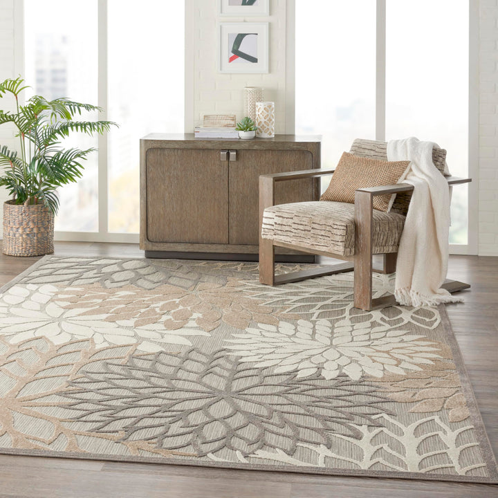 Nourison Home Aloha Natural 7' x 10' Area Rug - Easy Clean, Non Shedding, Bed Room, Living Room, Dining Room, Kitchen (7' x 10') Retail $167.37